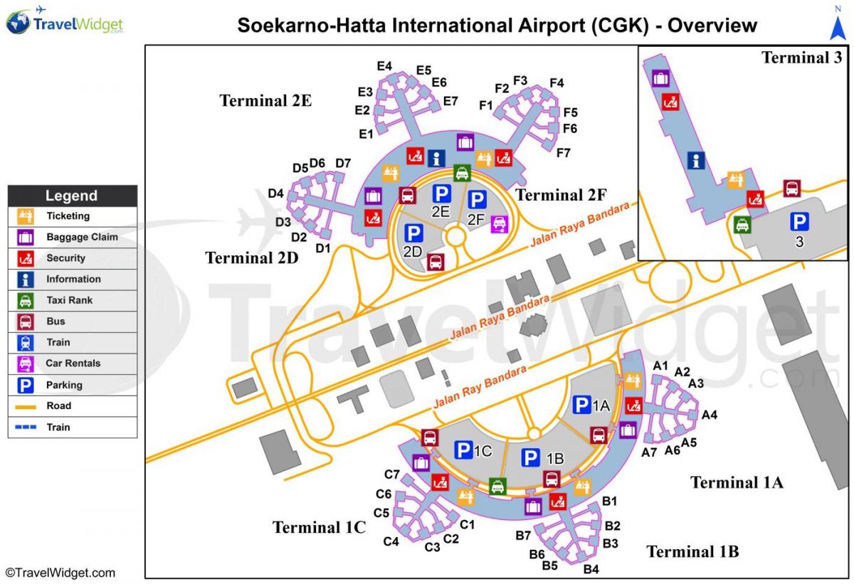 soekarno hatta flyplass terminal kart