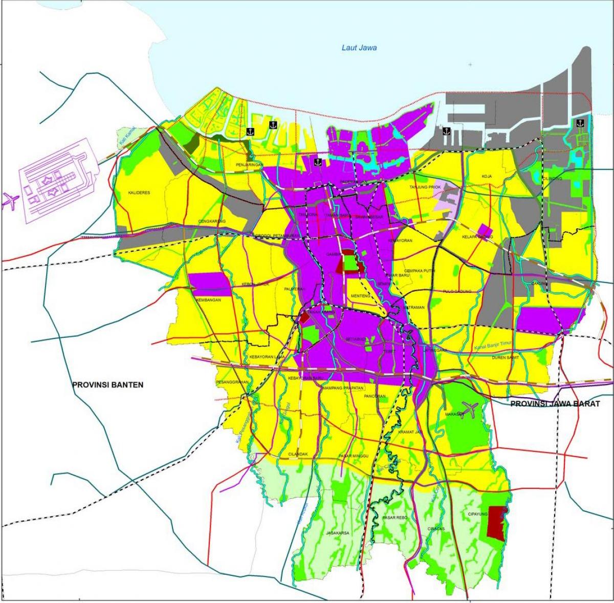 kart over Jakarta sentrum