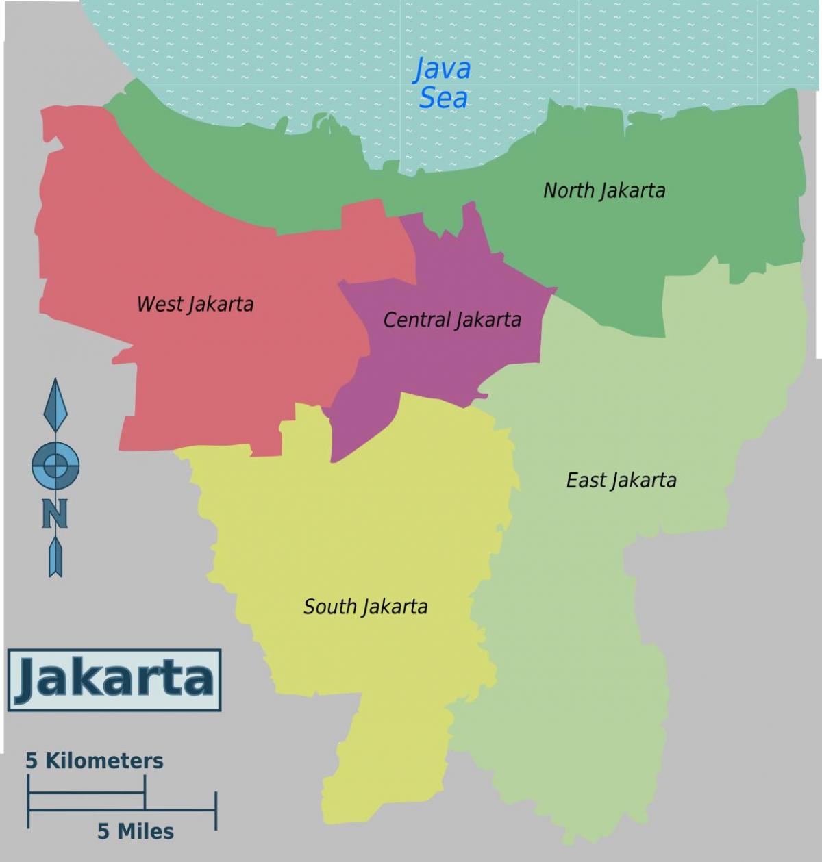 kart over Jakarta distriktene