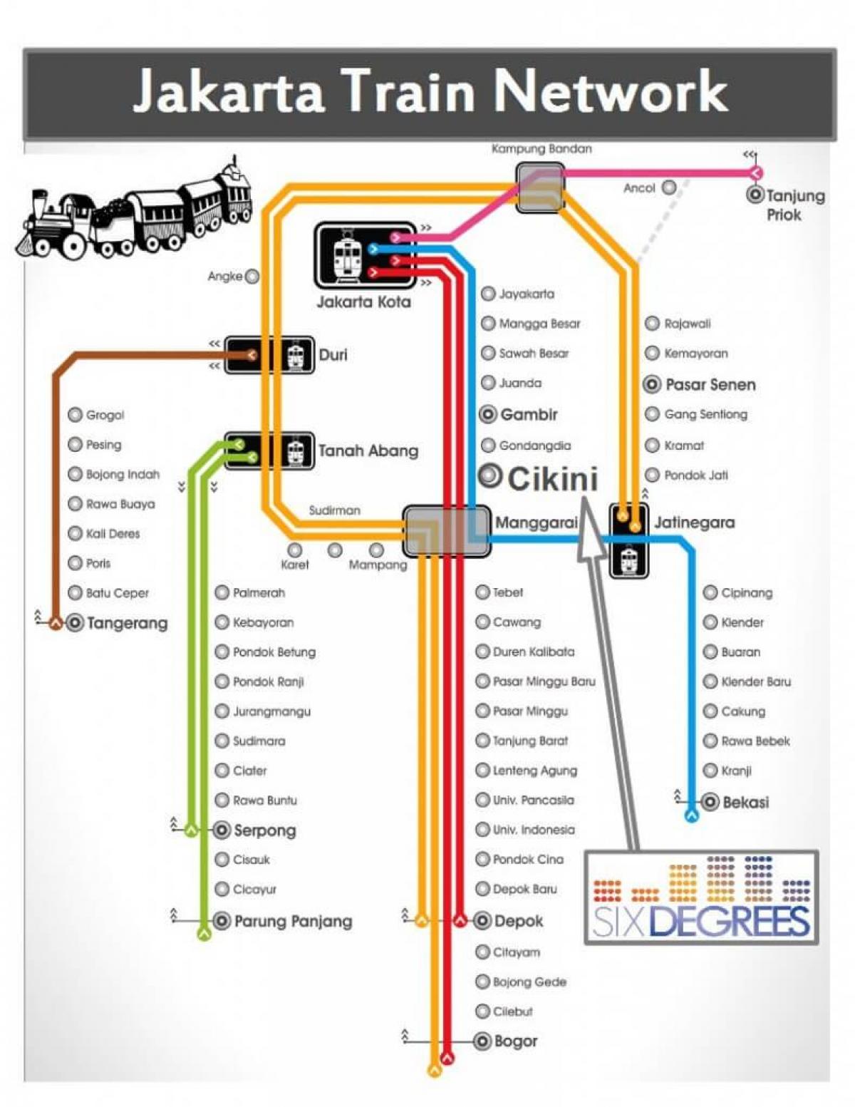 kart over Jakarta jernbanestasjon