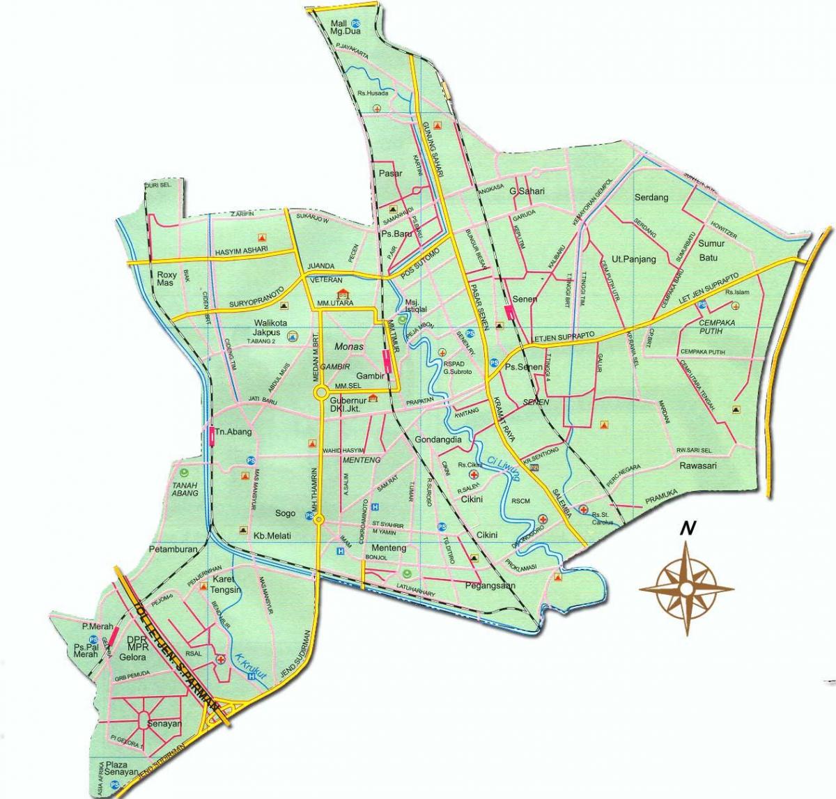 kart over Jakarta pusat