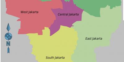 Kart over Jakarta distriktene