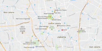 Kart over Jakarta kjøpesentre